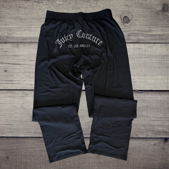 Juicy Couture 2PC Short Sleeve Top & Long Pants Pajama Set, Black - Picture 3 of 8